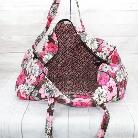 Vera Bradley Multicolor Floral Cotton Zip Top Quilted Travel Shoulder Duffle Bag - Picture 6 of 8